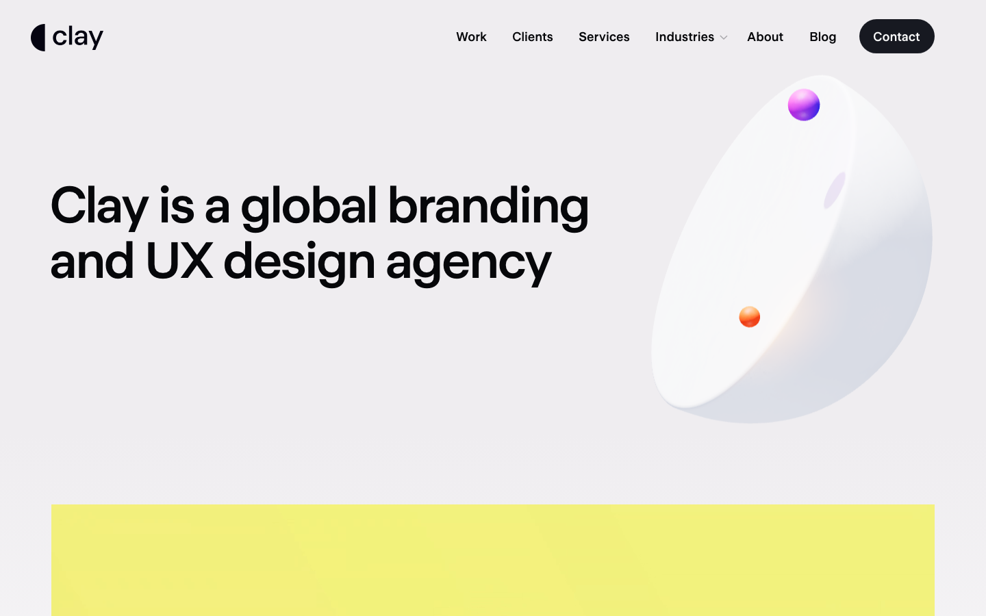 Screenshot of the Clay homepage