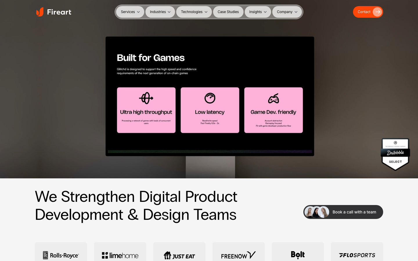 Screenshot of the Fireart homepage
