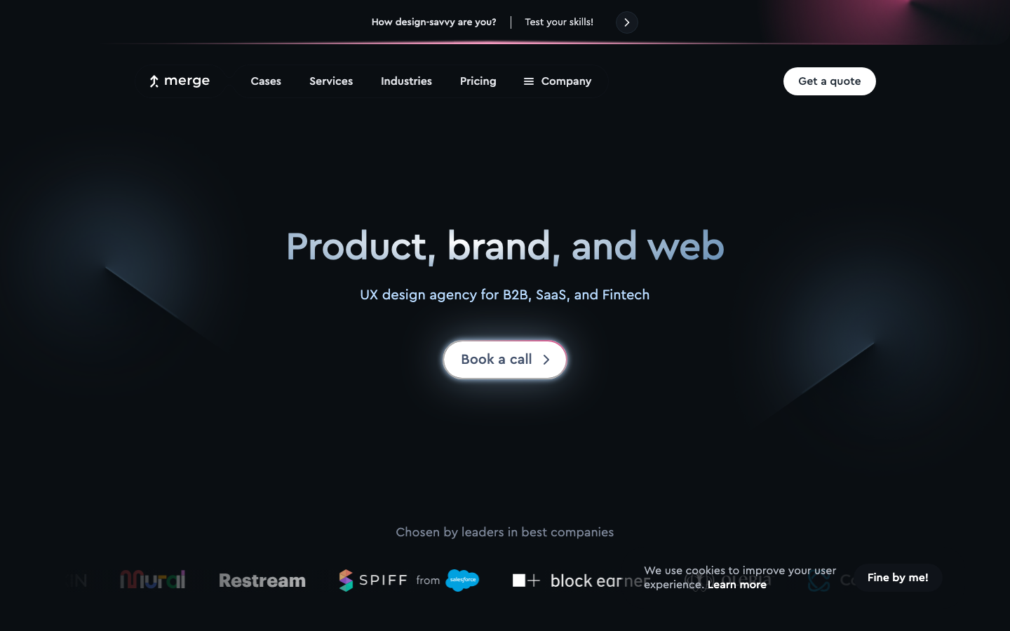 Screenshot of the Merge homepage