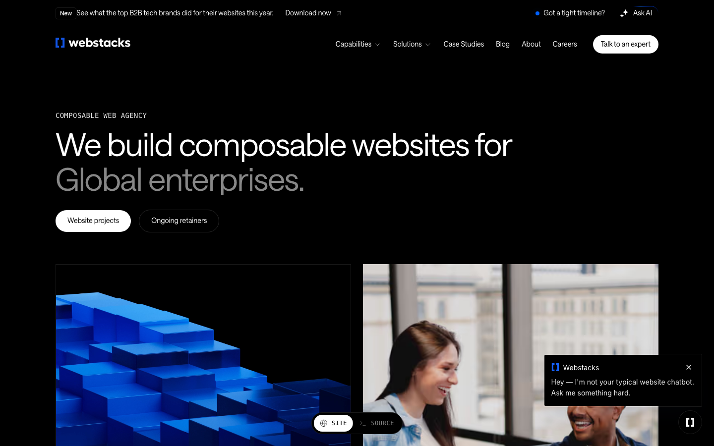 Screenshot of the Webstacks homepage