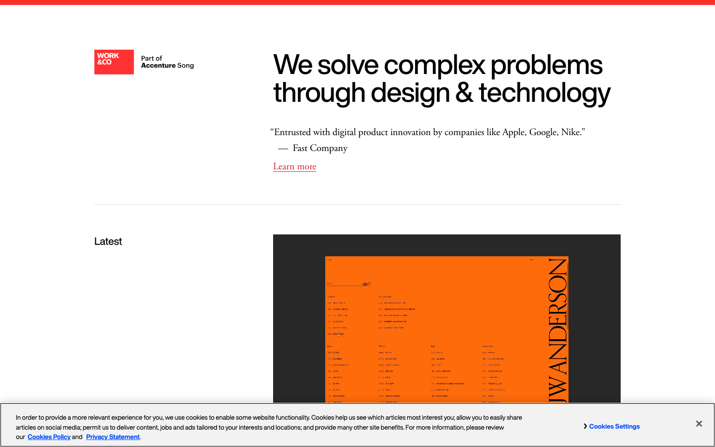 Screenshot of the Work & Co homepage